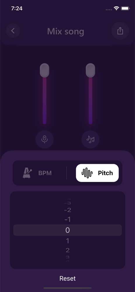 Pitch adjustment control in the Vocal Remover app