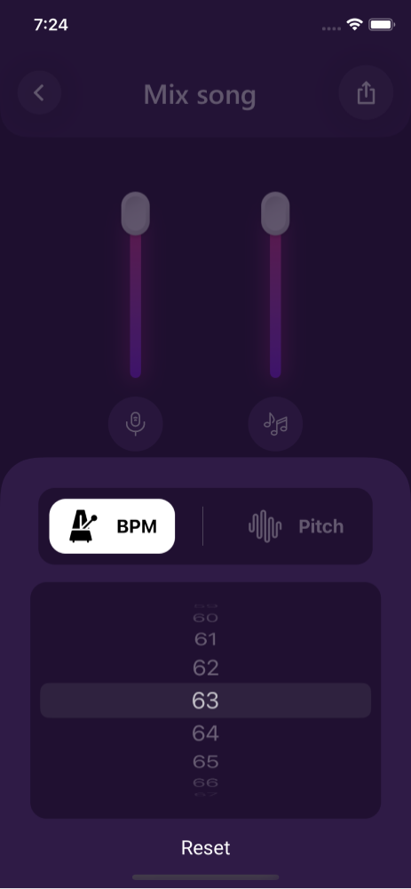BPM tempo control in the Vocal Remover app