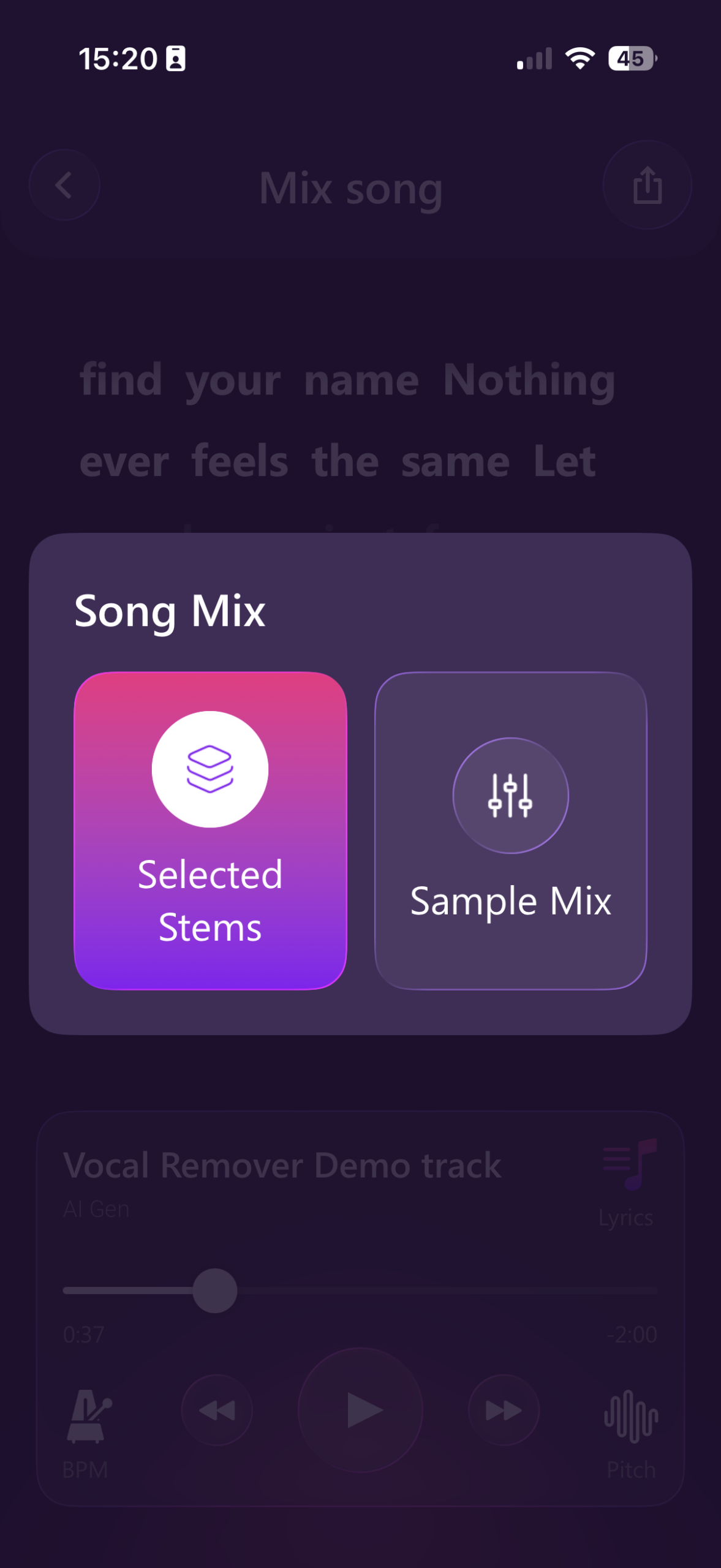 Vocal Remover Song Mix Export